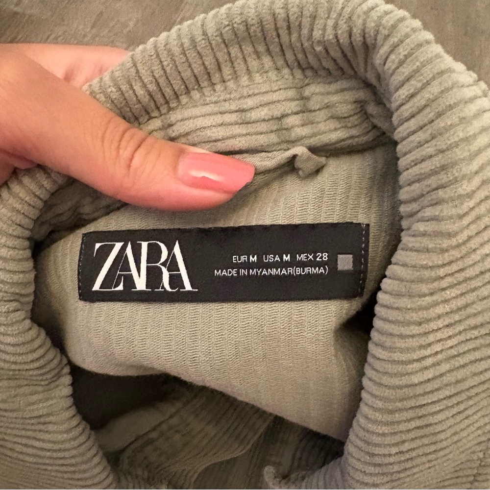 Zara Olive Ribbed Knit Jacket Top - Picture 2 of 2